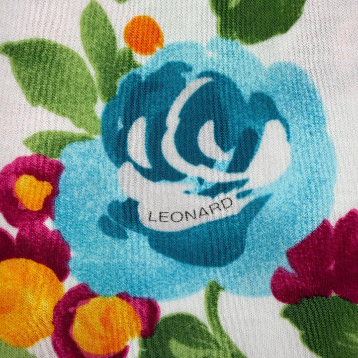 未使用品☆LEONARD FASHION レオナール ファッション コットン100％ 花柄デザイン ノースリーブ ワンピース マルチ ホワイト 36 正規品
