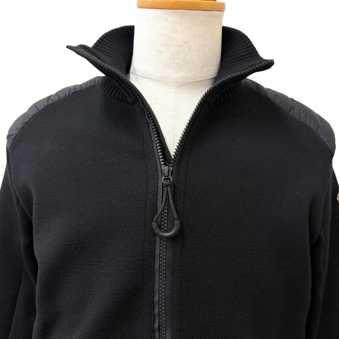 美品□MONCLER GRENOBLE モンクレール グルノーブル 2025年製 CARDIGAN TRICOT 一部ダウン使用 ニットジャケット ブルゾン 黒 S 正規品