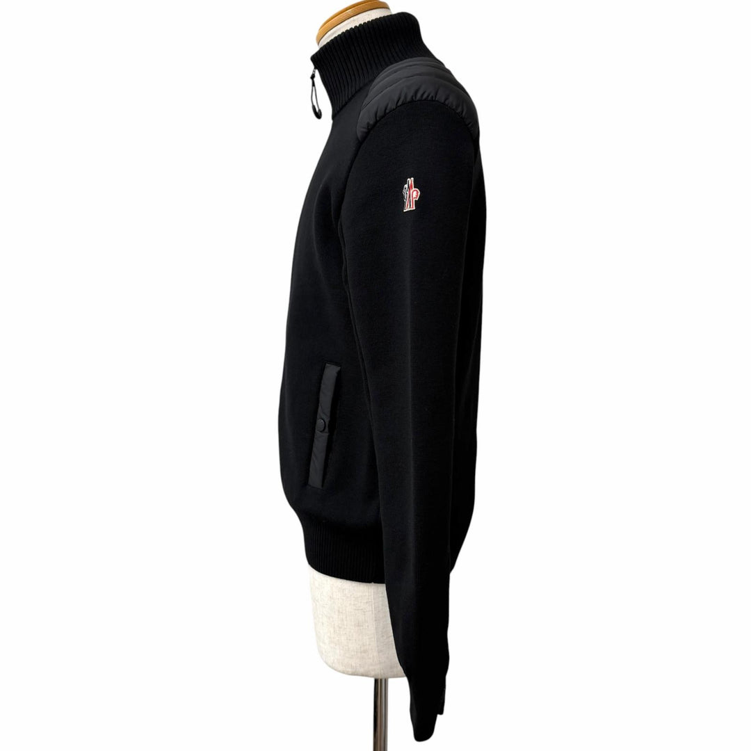 美品□MONCLER GRENOBLE モンクレール グルノーブル 2025年製 CARDIGAN TRICOT 一部ダウン使用 ニットジャケット ブルゾン 黒 S 正規品