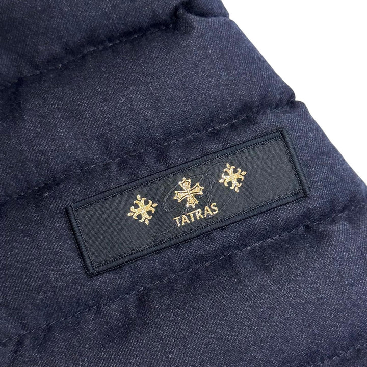 美品△TATRAS タトラス 21AW LTAT21A4581-D Rライン CIMA チマ ウール シルク ファー フード付き ダウンコート ネイビー 01 正規品