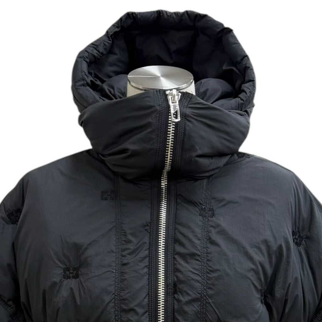 美品★GANNI ガニー 24AW LGNI24A3017-D NYLON TECH PUFFER MIDI JACKET オーバーサイズ ロゴ刺繍入り ダウンジャケット XS 正規品