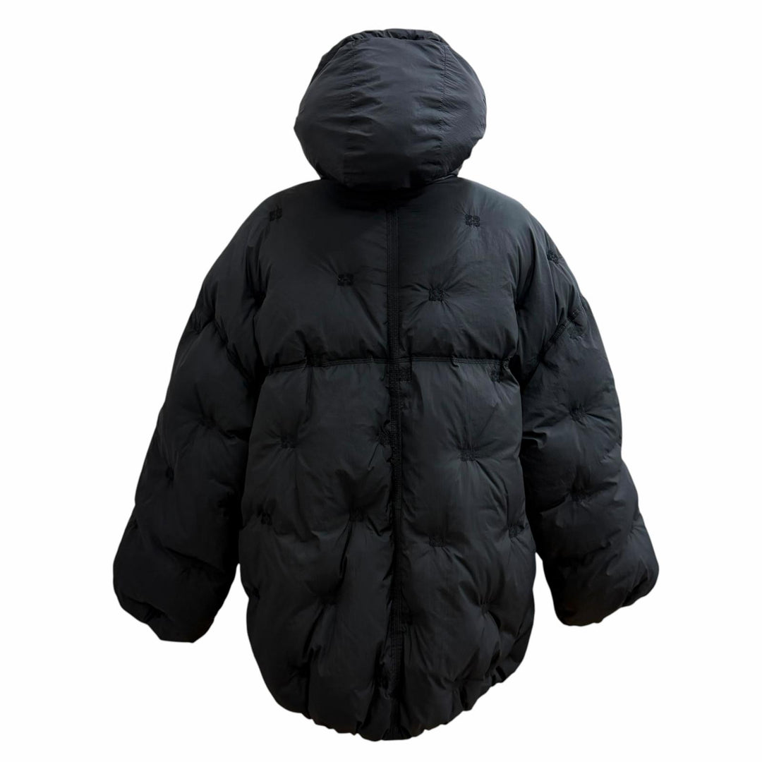 美品★GANNI ガニー 24AW LGNI24A3017-D NYLON TECH PUFFER MIDI JACKET オーバーサイズ ロゴ刺繍入り ダウンジャケット XS 正規品