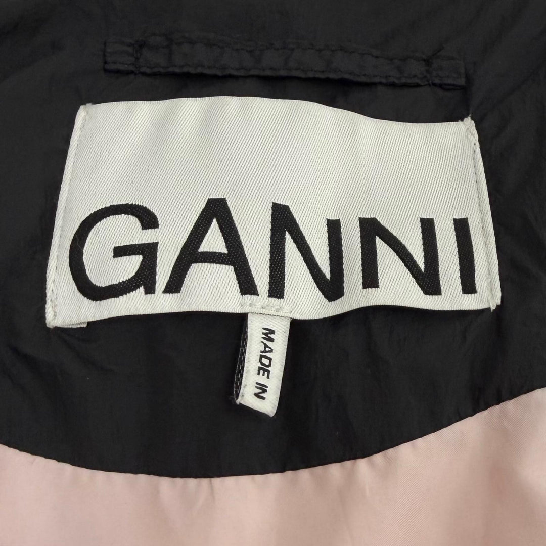 美品★GANNI ガニー 24AW LGNI24A3017-D NYLON TECH PUFFER MIDI JACKET オーバーサイズ ロゴ刺繍入り ダウンジャケット XS 正規品