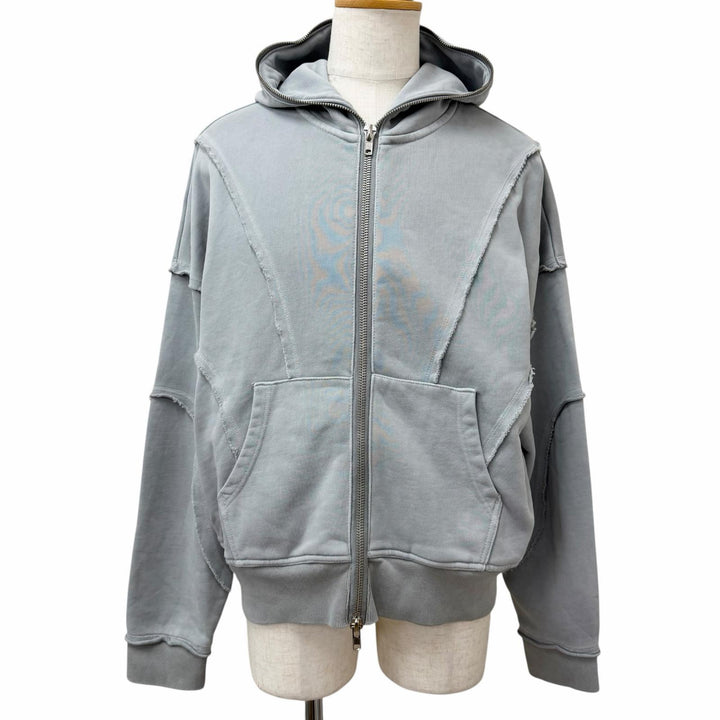 極美品□BREATH ブレス 25AW BR25AW-C5002 FADE ZIP UP HOODIE ダメージ加工 ジップ スウェットパーカー フーディー グレー L メンズ