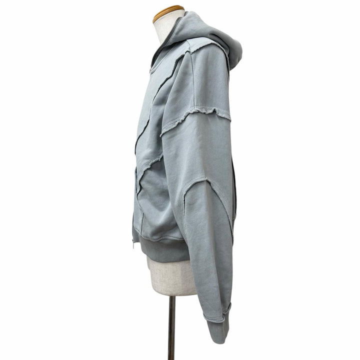 極美品□BREATH ブレス 25AW BR25AW-C5002 FADE ZIP UP HOODIE ダメージ加工 ジップ スウェットパーカー フーディー グレー L メンズ