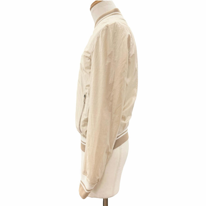 未使用品□Dior HOMME ディオールオム 10SS 0E3143251332 シルク混 BEE刺繍 薄手 ボンバージャケット スタジャン ベージュ 44 イタリア製