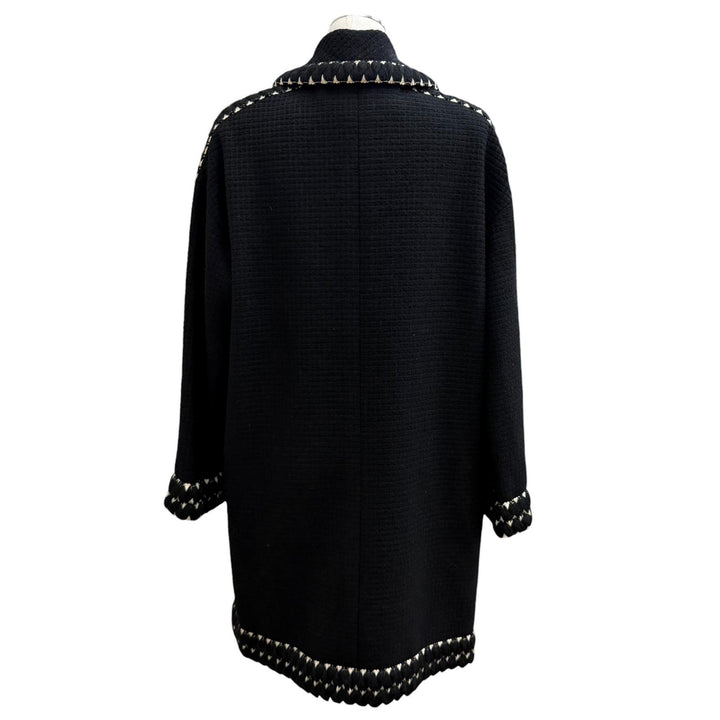 極美品★CHANEL シャネル ヴィンテージ 91A 21625 ウール100％ ココマーク 金ボタン 裏地グリポアプリント ツイード コート ブラック 38