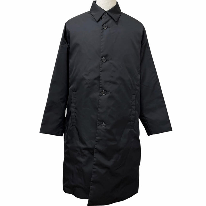 極美品□PRADA プラダ 21AW SGB891 Re-Nylon トライアングルロゴ ポーチ付き ステンカラーコート ブラック M イタリア製 正規品 メンズ