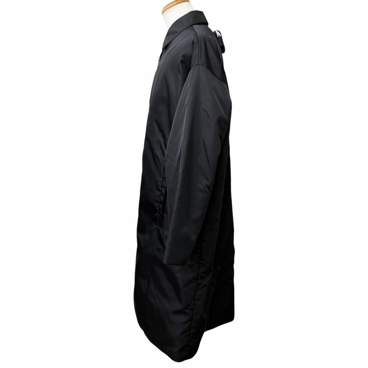 極美品□PRADA プラダ 21AW SGB891 Re-Nylon トライアングルロゴ ポーチ付き ステンカラーコート ブラック M イタリア製 正規品 メンズ