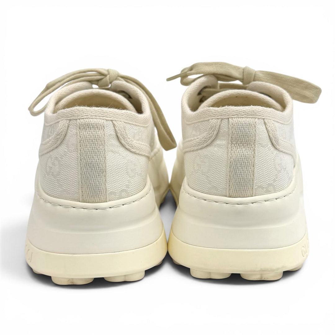 美品★GUCCI グッチ 746767 テニス1977 GGキャンバス ロゴ入り プラットフォーム スニーカー ホワイト 36.5 イタリア製 レディース