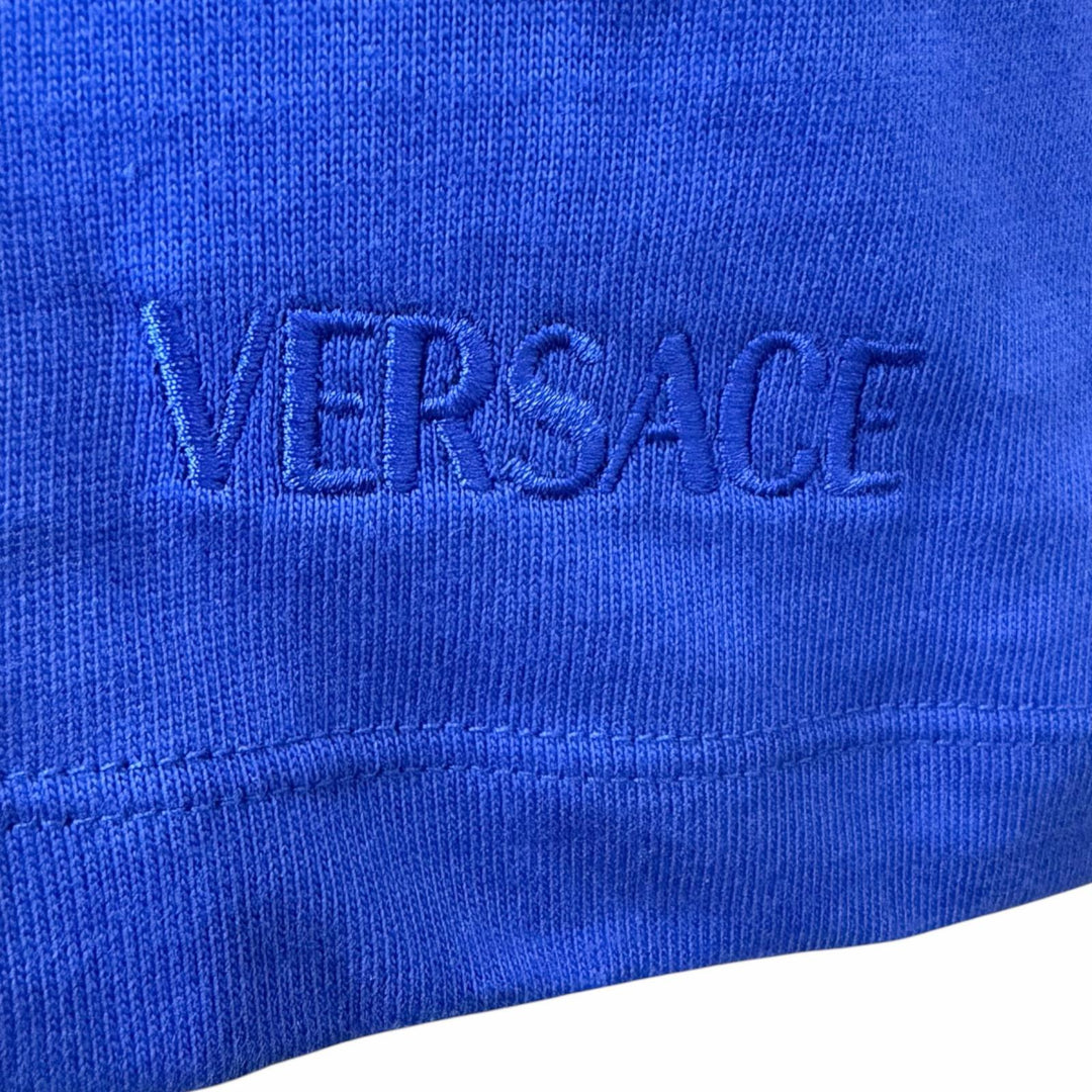 未使用品□VERSACE ヴェルサーチ 2023年製 1012174 バロック メデューサ ロゴ刺繍 半袖Ｔシャツ カットソー ブルー イエロー M 正規品
