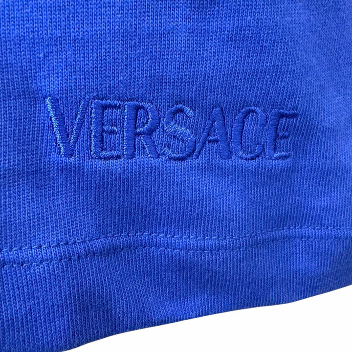 未使用品□VERSACE ヴェルサーチ 2023年製 1012174 バロック メデューサ ロゴ刺繍 半袖Ｔシャツ カットソー ブルー イエロー M 正規品