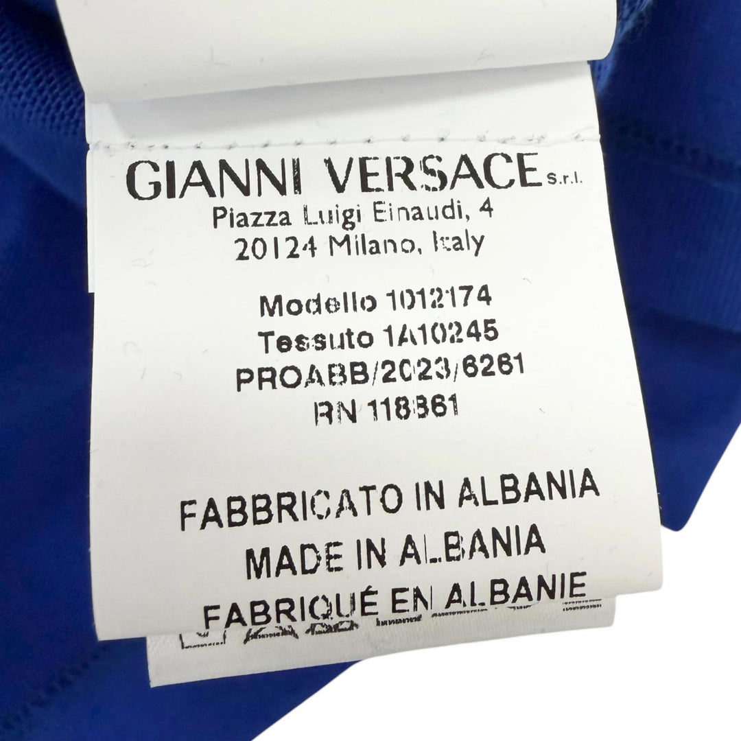 未使用品□VERSACE ヴェルサーチ 2023年製 1012174 バロック メデューサ ロゴ刺繍 半袖Ｔシャツ カットソー ブルー イエロー M 正規品