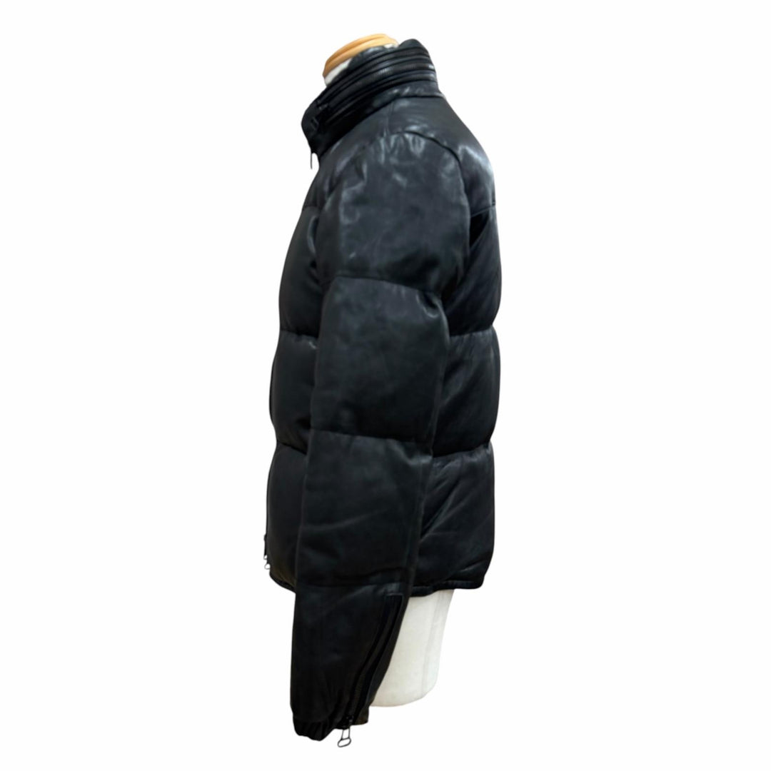 人気▼schott ショット 3181042 羊革 ラムレザー LHP別注 ダブルジップアップ ダウンジャケット ブラック M 正規品 メンズ