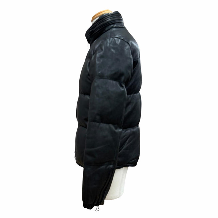 人気▼schott ショット 3181042 羊革 ラムレザー LHP別注 ダブルジップアップ ダウンジャケット ブラック M 正規品 メンズ