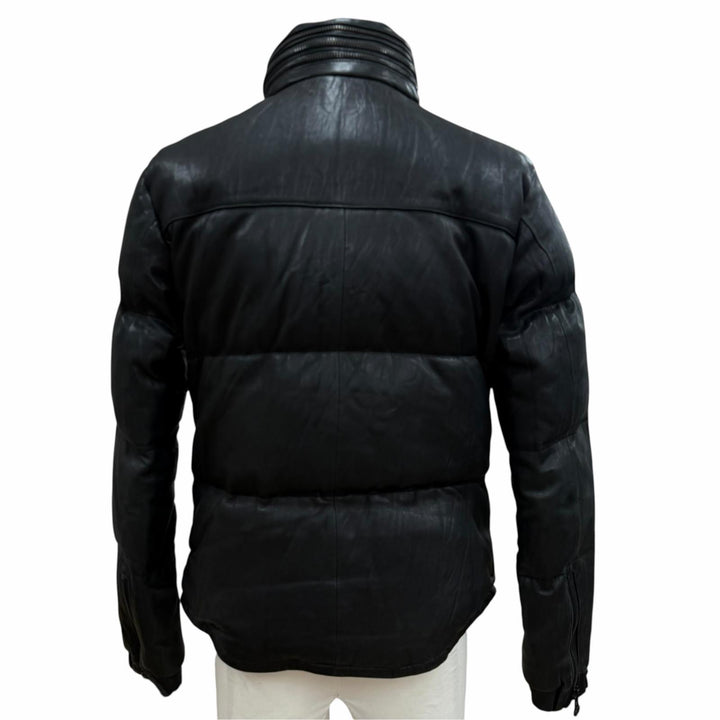 人気▼schott ショット 3181042 羊革 ラムレザー LHP別注 ダブルジップアップ ダウンジャケット ブラック M 正規品 メンズ