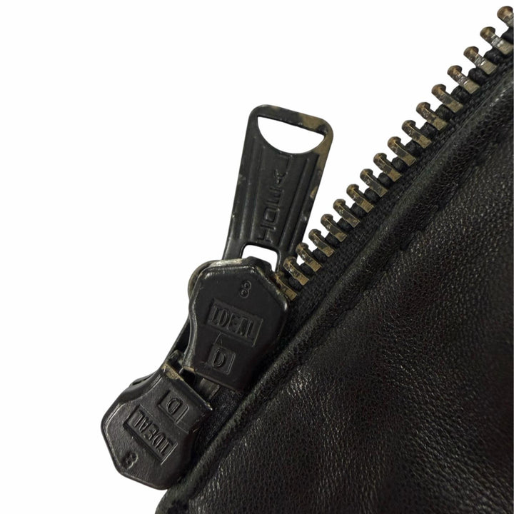 人気▼schott ショット 3181042 羊革 ラムレザー LHP別注 ダブルジップアップ ダウンジャケット ブラック M 正規品 メンズ