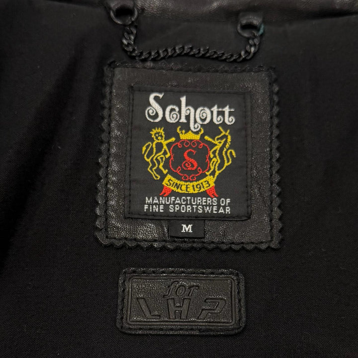 人気▼schott ショット 3181042 羊革 ラムレザー LHP別注 ダブルジップアップ ダウンジャケット ブラック M 正規品 メンズ