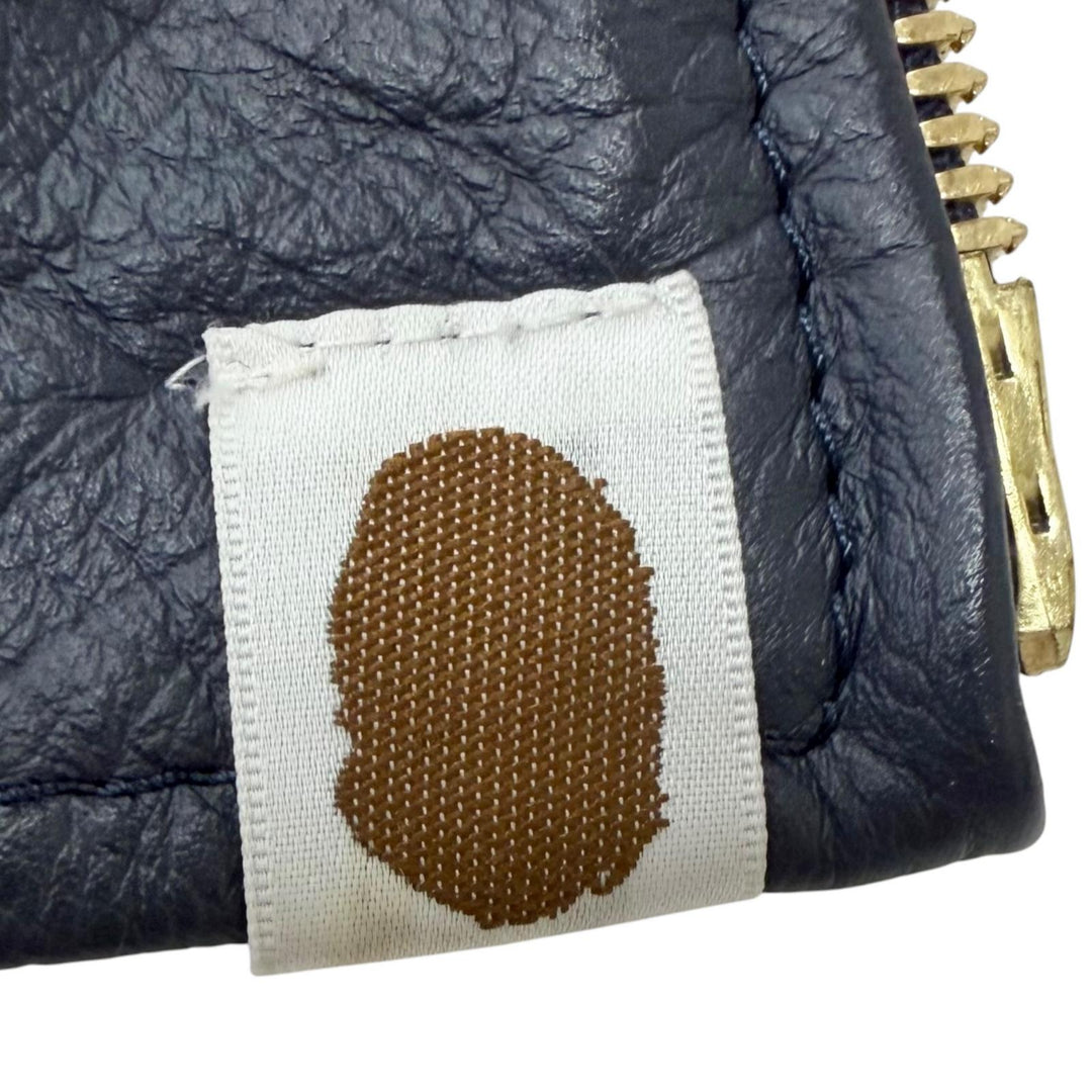 美品□A BATHING APE ア ベイシング エイプ LEATHER SHARK HOODIE JACKET シャークパーカー レザージャケット ネイビー M 正規品 メンズ