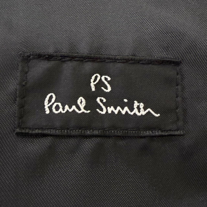 良品□PS Paul Smith ピーエス ポールスミス 羊革100％ スタンドカラー ライダースジャケット サファリジャケット ブラック M 正規品