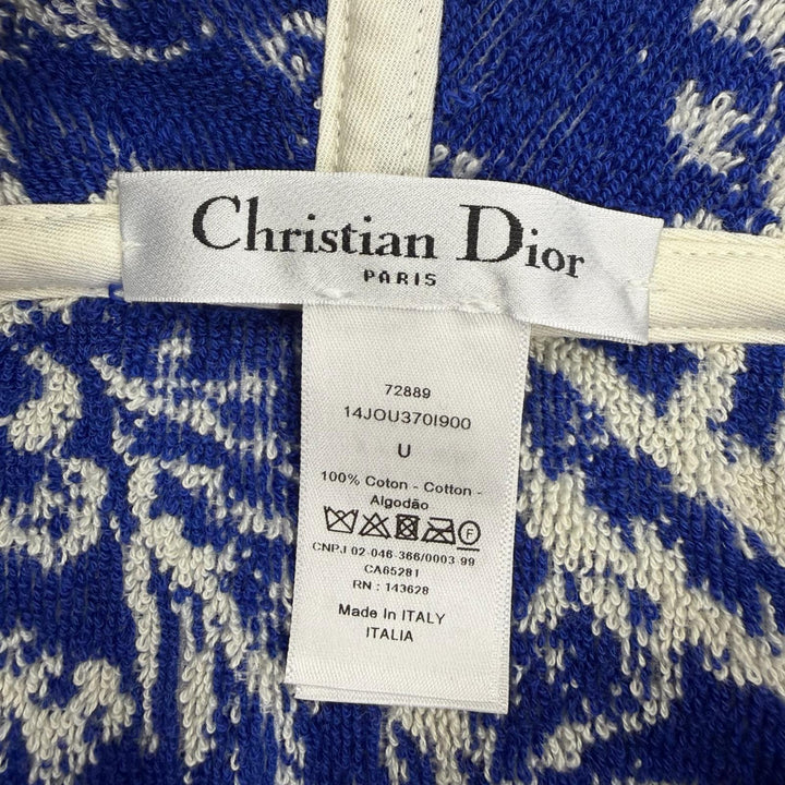 極美品☆Christian Dior クリスチャンディオール 14JOU370I900 トワル ドゥ ジュイ コットン フード付バスローブ ポンチョ ブルー 正規品