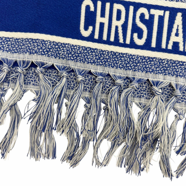 極美品☆Christian Dior クリスチャンディオール 14JOU370I900 トワル ドゥ ジュイ コットン フード付バスローブ ポンチョ ブルー 正規品