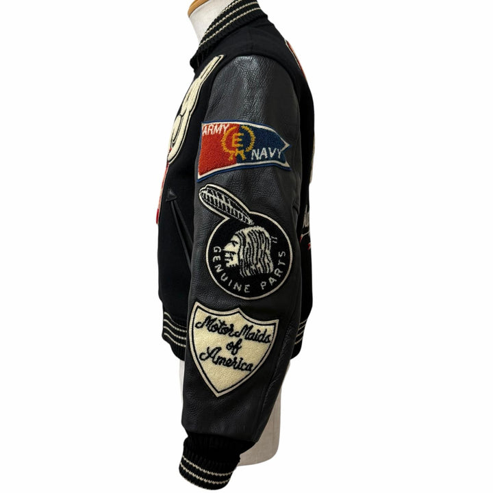 美品□WHITESVILLE ホワイツビル WV11150 インディアンモーターサイクル 袖レザー スタジャン バーシティジャケット ブラック 38 メンズ