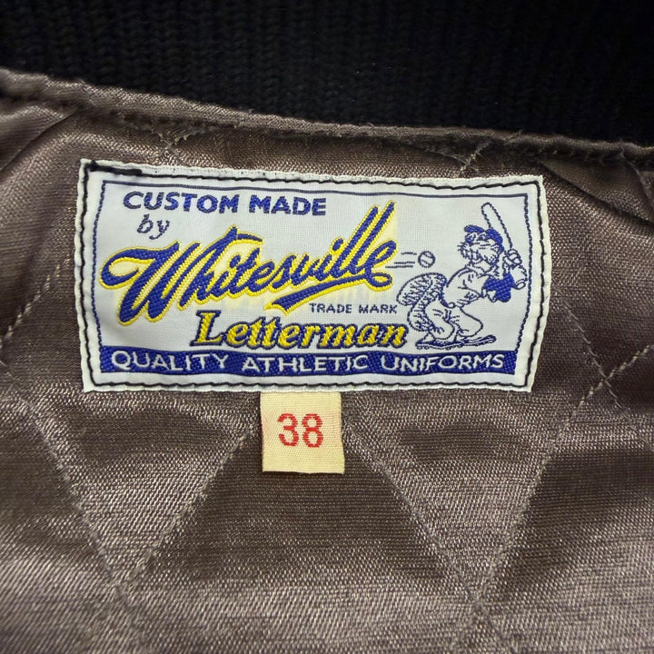 美品□WHITESVILLE ホワイツビル WV11150 インディアンモーターサイクル 袖レザー スタジャン バーシティジャケット ブラック 38 メンズ