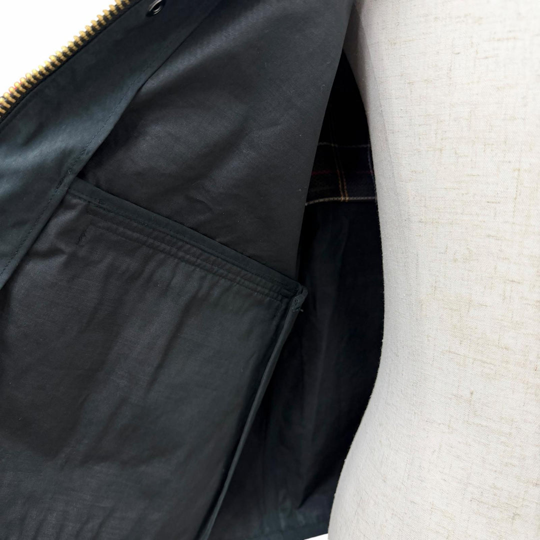 極美品□Barbour バブアー 26SS 261MCA0932 SPEY 襟コーデュロイ ピーチスキン カバーオール ブルゾンジャケット 黒 L 正規品 メンズ