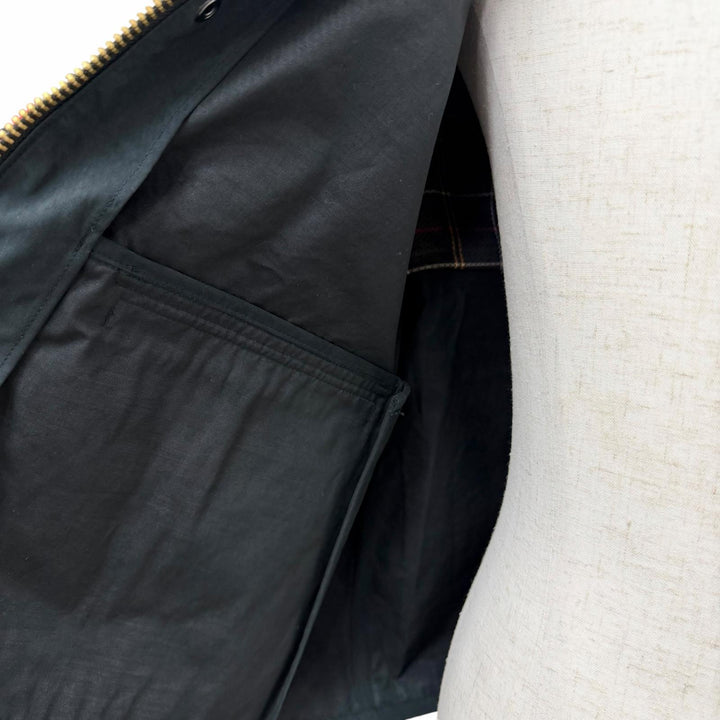 極美品□Barbour バブアー 26SS 261MCA0932 SPEY 襟コーデュロイ ピーチスキン カバーオール ブルゾンジャケット 黒 L 正規品 メンズ