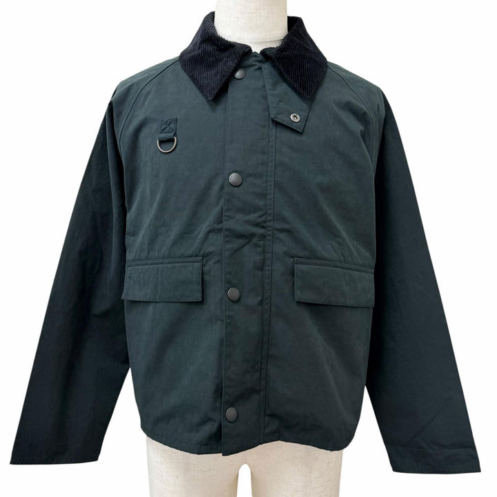 極美品□Barbour バブアー 26SS 261MCA0932 SPEY 襟コーデュロイ ピーチスキン カバーオール ブルゾンジャケット 黒 L 正規品 メンズ