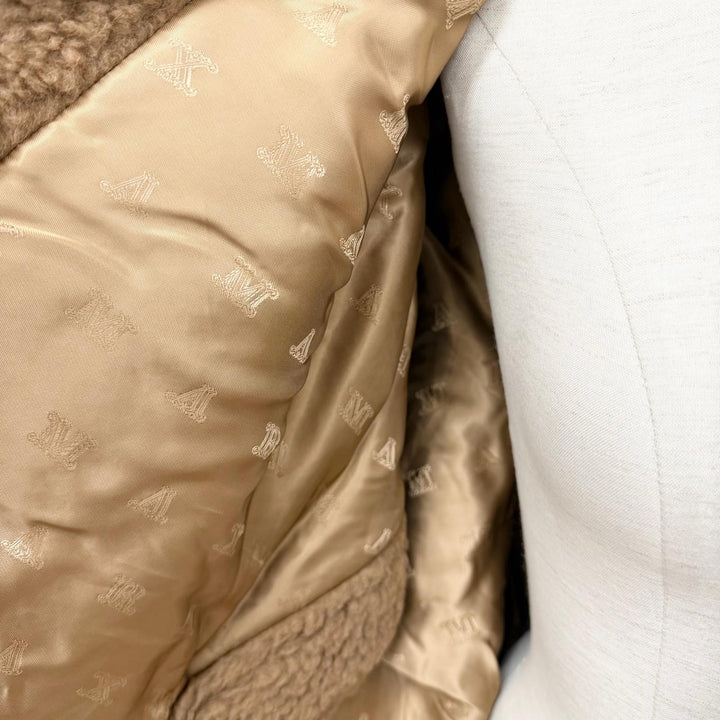 極美品◇Max Mara マックスマーラ 2025年製 25247360226 テディベア キャメル シルク ボア ケープ ポンチョコート ブラウン SM 正規品