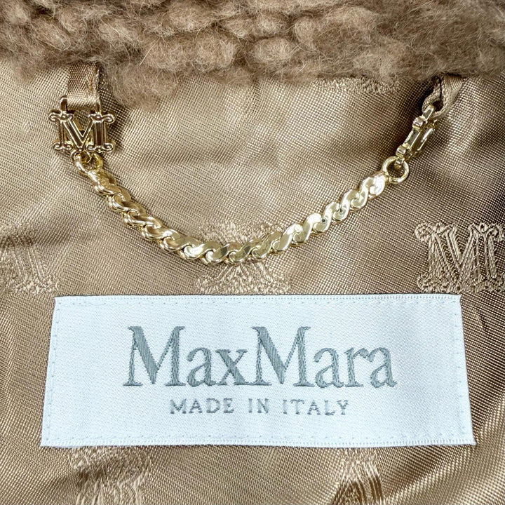 極美品◇Max Mara マックスマーラ 2025年製 25247360226 テディベア キャメル シルク ボア ケープ ポンチョコート ブラウン SM 正規品