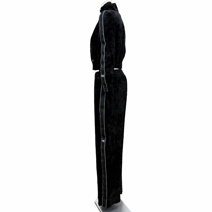 極美品◇Alexander Wang 4WC1252116/4WC1254415 ベロア クロップドジャケット セットアップ 黒 ジャケットS/パンツXS 正規品 レディース