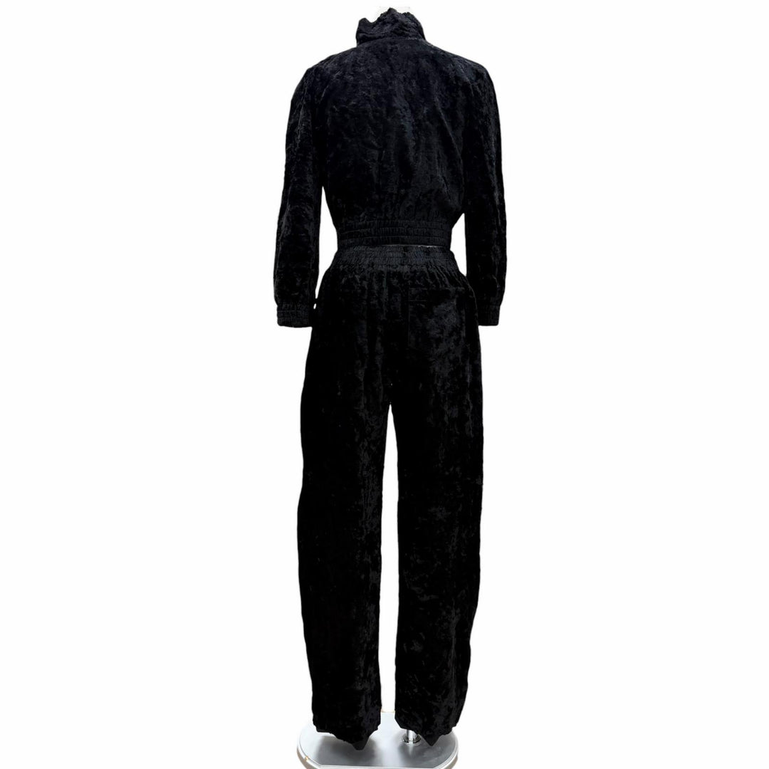 極美品◇Alexander Wang 4WC1252116/4WC1254415 ベロア クロップドジャケット セットアップ 黒 ジャケットS/パンツXS 正規品 レディース