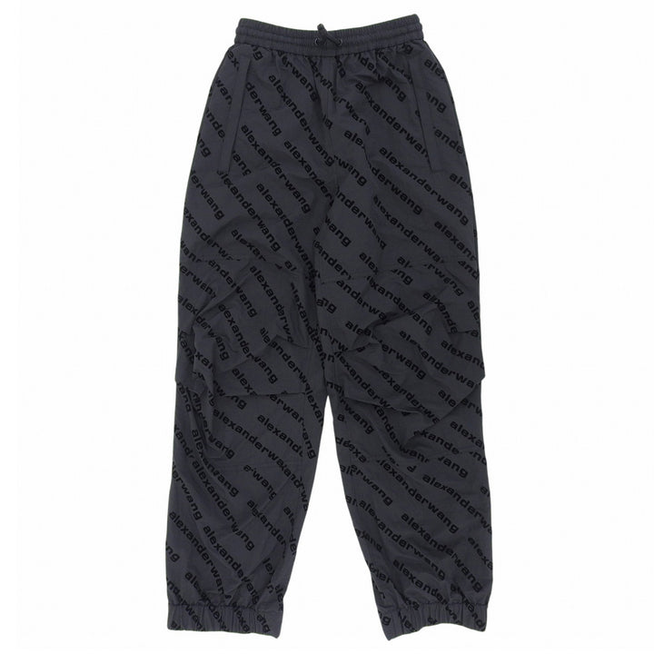 美品▲Alexander Wang アレキサンダーワン UWC4224056 ブランドロゴ 総柄 ナイロン パンツ ブラック XXS 正規品 レディース