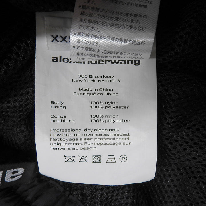 美品▲Alexander Wang アレキサンダーワン UWC4224056 ブランドロゴ 総柄 ナイロン パンツ ブラック XXS 正規品 レディース