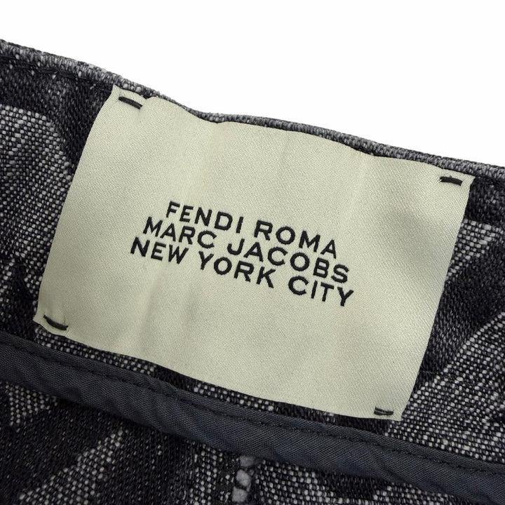 極美品☆FENDI×MARC JACOBS フェンディ×マークジェイコブス 2022年製 FLP774 ロゴ総柄 ワイドパンツ デニムパンツ グレー 38 正規品 伊製