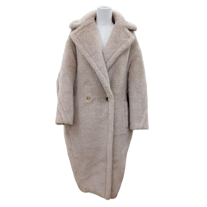 極美品☆Max Mara マックスマーラ 101615136 テディベア アルパカ シルク混 コート ベージュ XS 伊製 正規品 ガーメント・ハンガー付き
