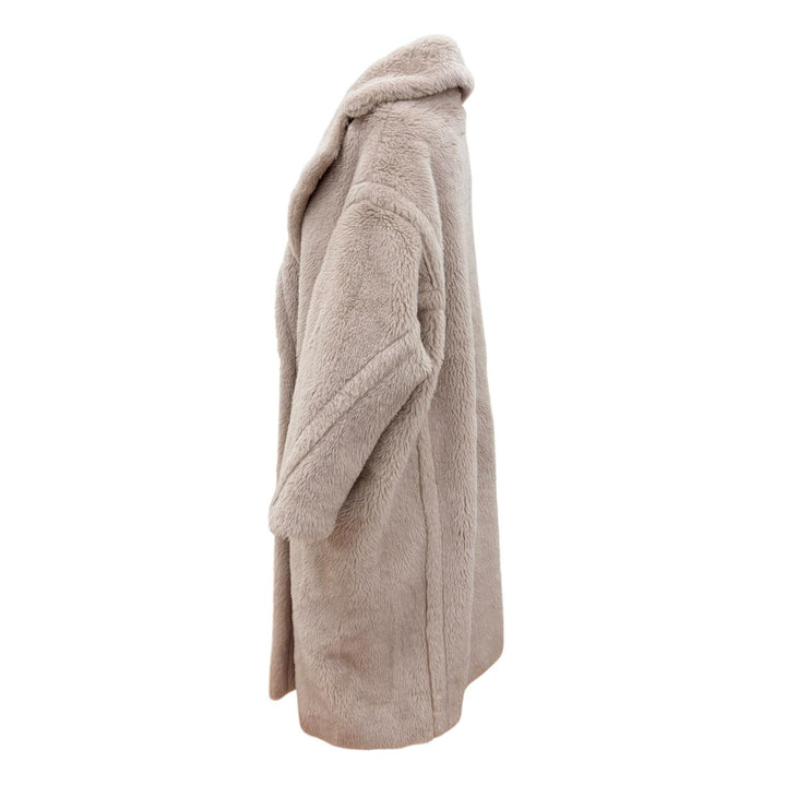 極美品☆Max Mara マックスマーラ 101615136 テディベア アルパカ シルク混 コート ベージュ XS 伊製 正規品 ガーメント・ハンガー付き
