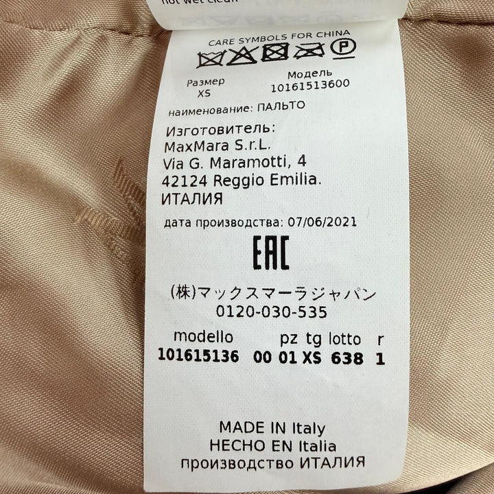 極美品☆Max Mara マックスマーラ 101615136 テディベア アルパカ シルク混 コート ベージュ XS 伊製 正規品 ガーメント・ハンガー付き