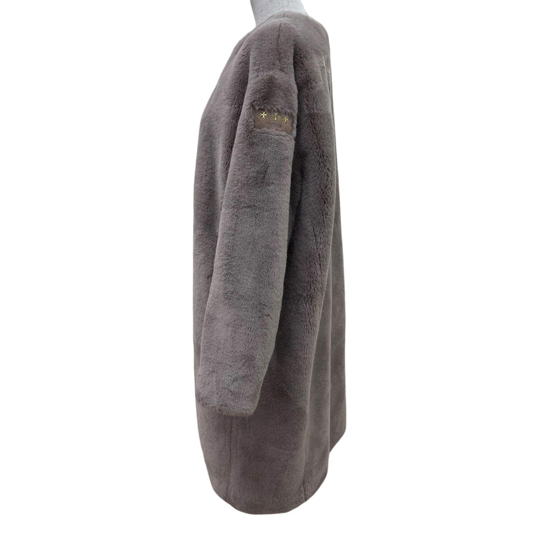 極美品☆TATRAS タトラス 23AW LTAT23A4908 TAMIL タミル フェイクファー ノーカラー ZIP UP コート グレー 02 正規品 レディース
