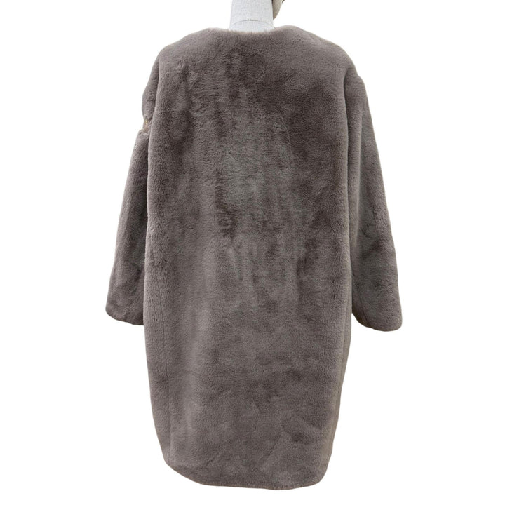 極美品☆TATRAS タトラス 23AW LTAT23A4908 TAMIL タミル フェイクファー ノーカラー ZIP UP コート グレー 02 正規品 レディース
