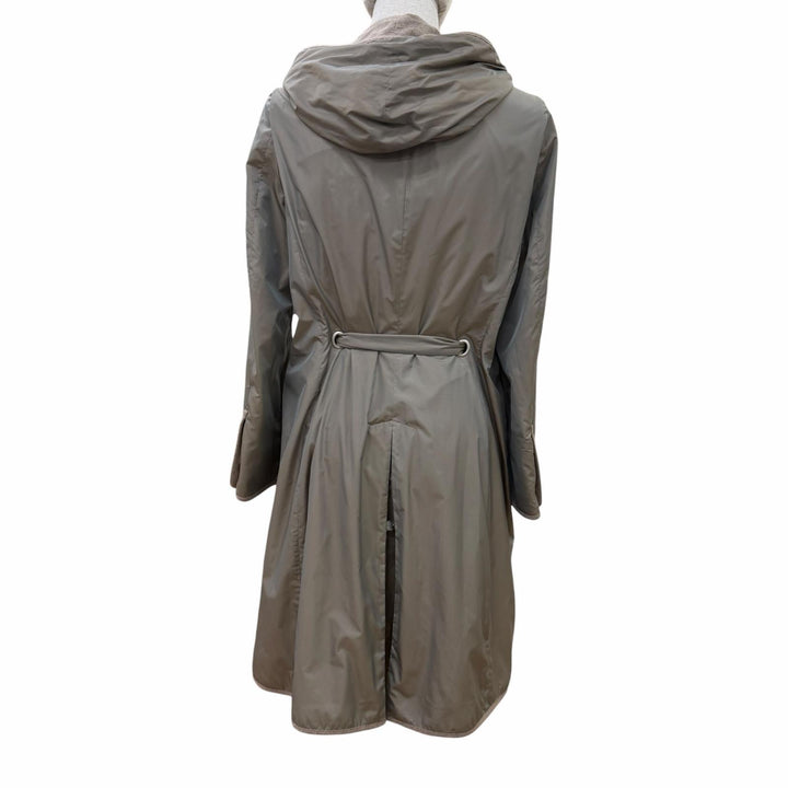 極美品☆Brunello Cucinelli ブルネロクチネリ DD51418 フーデッド ベルト付 コート グレージュ 44 伊製 正規品 レディース ハンガー付き