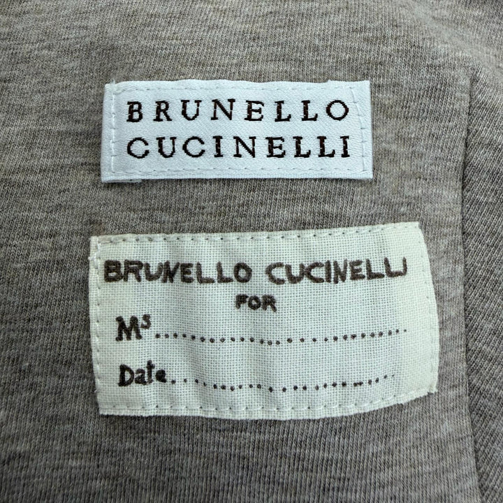 極美品☆Brunello Cucinelli ブルネロクチネリ DD51418 フーデッド ベルト付 コート グレージュ 44 伊製 正規品 レディース ハンガー付き