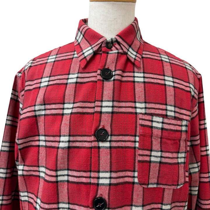 美品□MARNI マルニ CUMU0119A0 チェック コットン100％ ロングスリーブ ネルシャツ オーバーサイズシャツ レッド 46 イタリア製 正規品