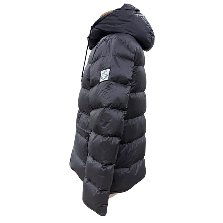 極美品▼MONCLER GAMME BLEU モンクレール ガムブルー B23914131280 ロゴワッペン フーデッド ZIPUP ダウンジャケット グレー 3 メンズ