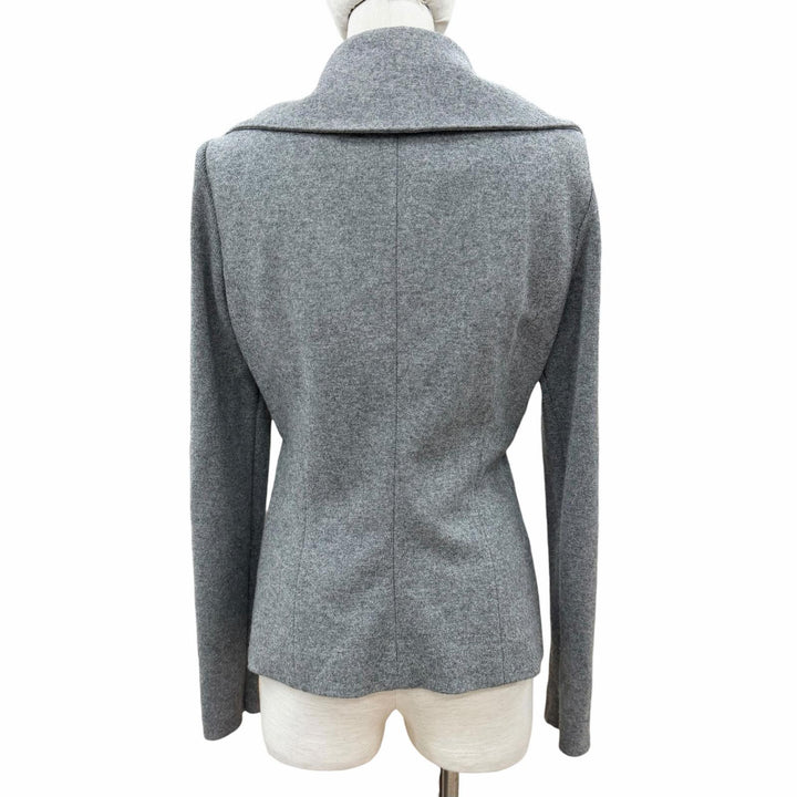 極美品◇Brunello Cucinelli ブルネロクチネリ DR51505 ウール カシミヤ ニット切替 レザーベルト ジャケット グレー 46 伊製 正規品