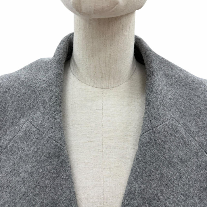 極美品◇Brunello Cucinelli ブルネロクチネリ DR51505 ウール カシミヤ ニット切替 レザーベルト ジャケット グレー 46 伊製 正規品