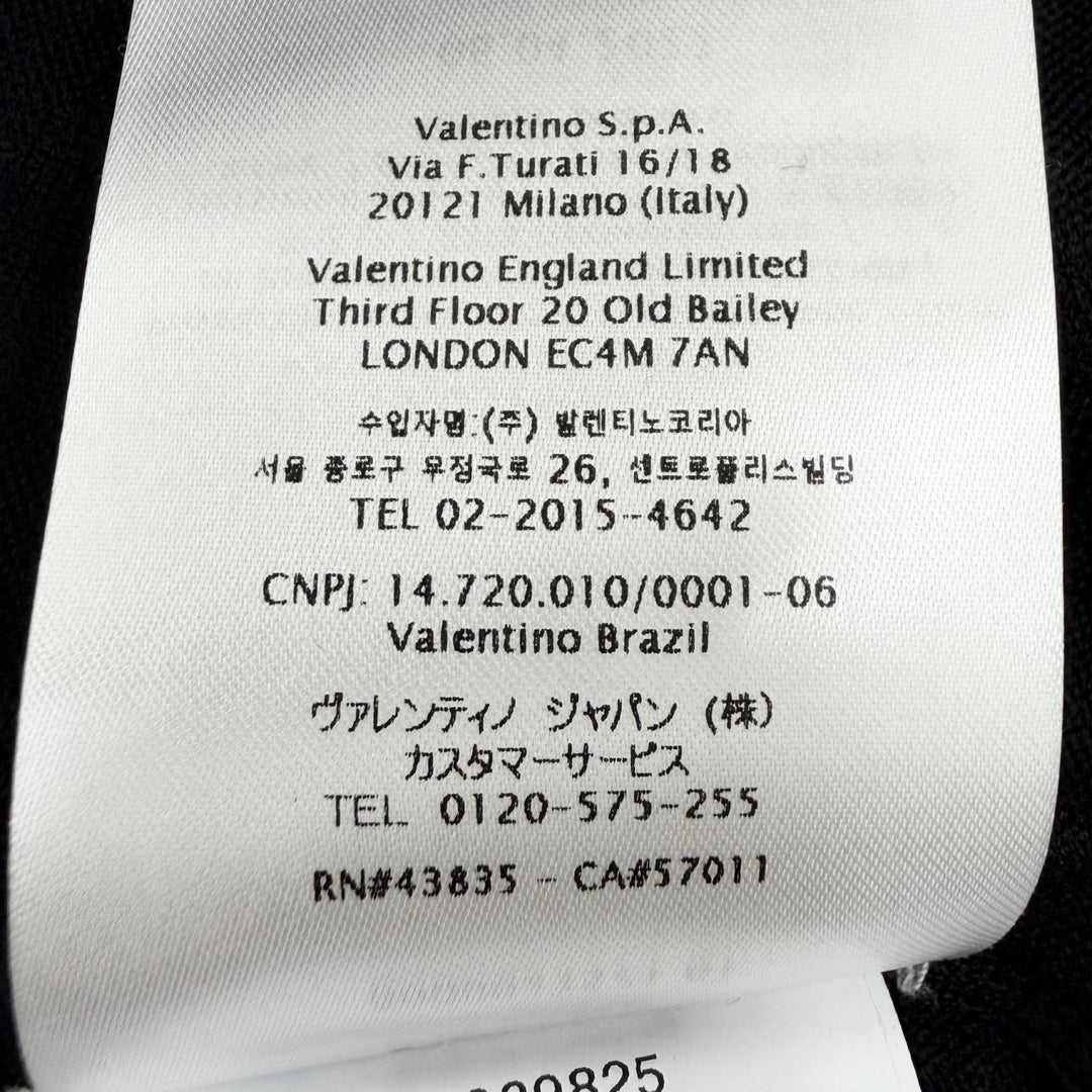 極美品◇VALENTINO ヴァレンティノ 2022年製 1B3KC35W7FB ウール シルク レース切替 長袖ニット 黒 L イタリア製 正規品 レディース